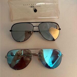 Quay Australia Black and Silver Aviator Sunglasses